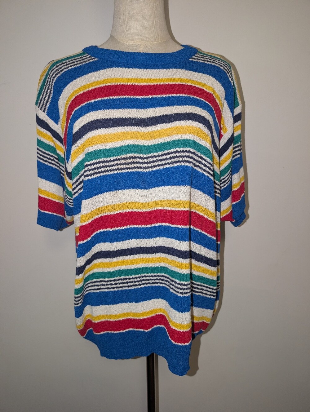 Vintage Multicolor Striped Crewneck Sweater - Blue/Red/Yellow